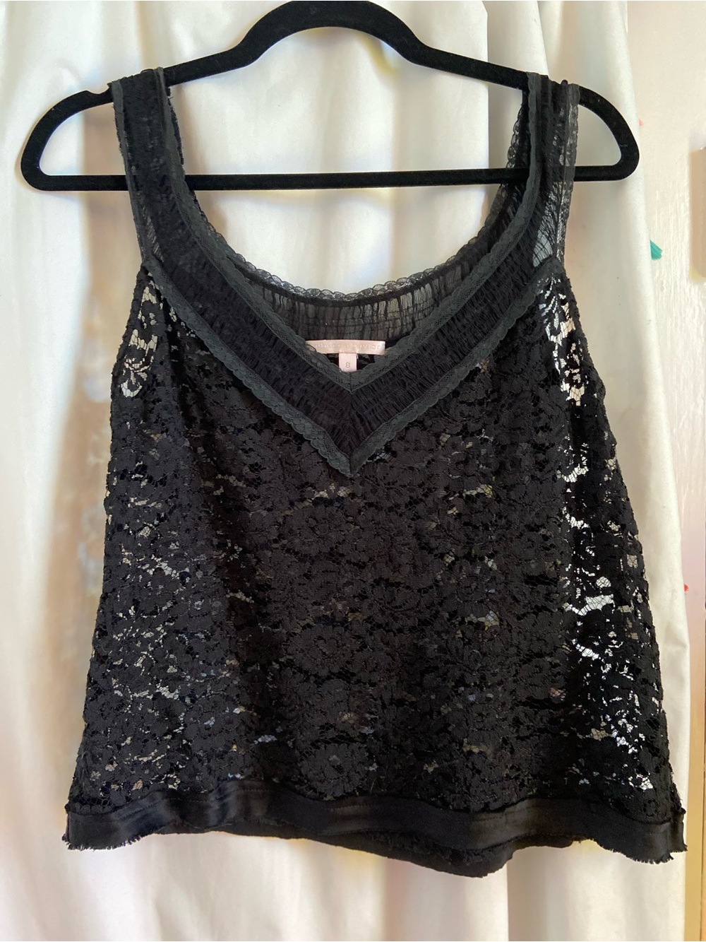 Rebecca Taylor Black Lace V-Neck Tank